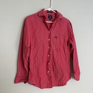 Faconnable Shirt Mens Small Pink Plaid Button Up Long Sleeve